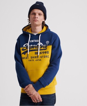 Superdry Sweat Ing Shop Split Panel Férfi Kapucnis Pulóver Sárga | JAPMX0758